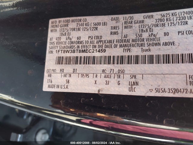 Ford F-350 Lariat 2021 1FT8W3BT8MEC21459 Image 9