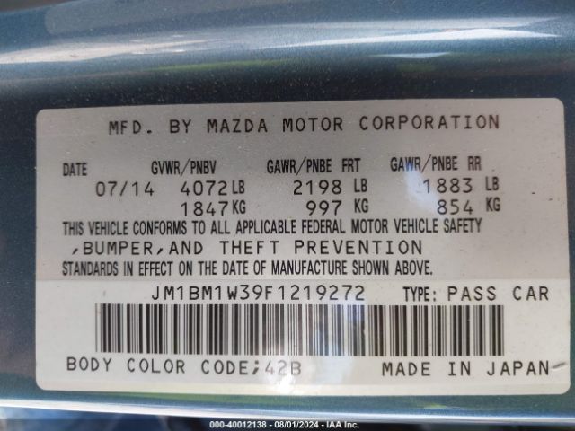 JM1BM1W39F1219272 Mazda Mazda3 S Grand Touring