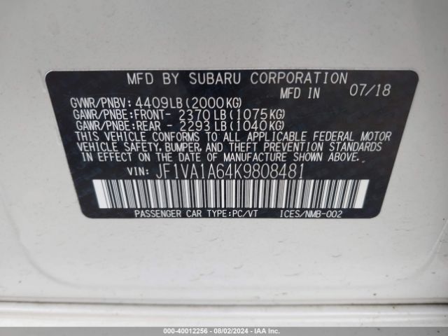 JF1VA1A64K9808481 Subaru WRX