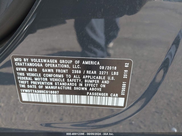 1VWDT7A39HC016697 Volkswagen Passat 1.8t R-line