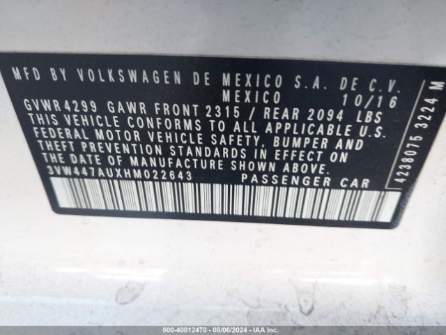3VW447AUXHM022643 Volkswagen Golf Gti Autobahn 4-door/s 4-door/se 4-door/sport 4-door