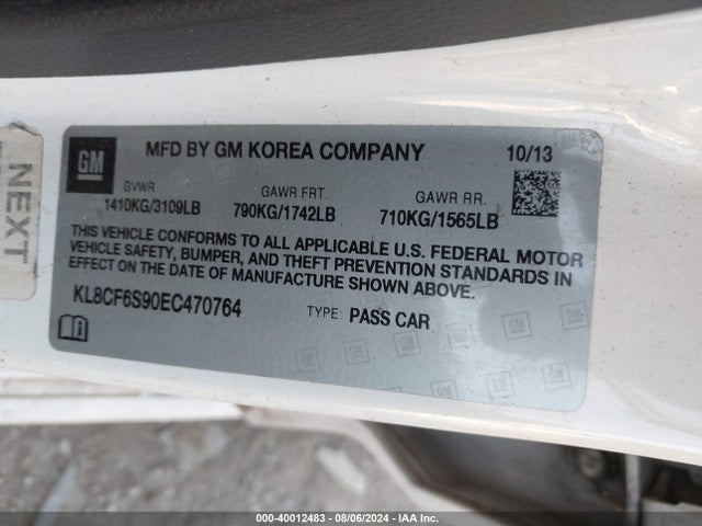 Chevrolet Spark 2lt Auto 2014 KL8CF6S90EC470764 Image 9