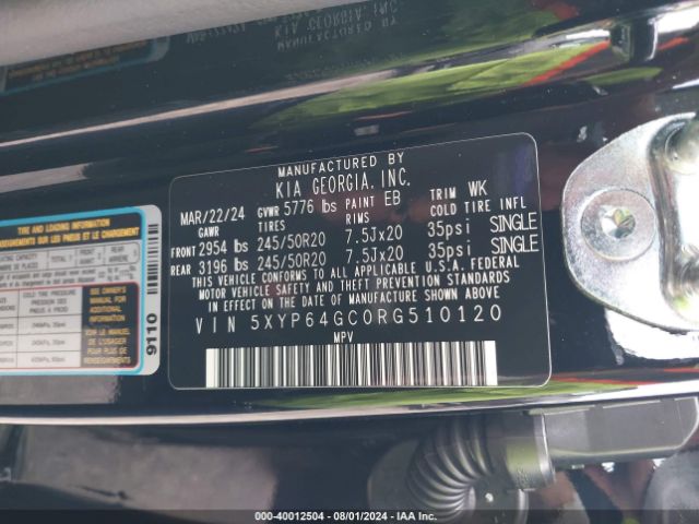 5XYP64GC0RG510120 KIA Telluride S