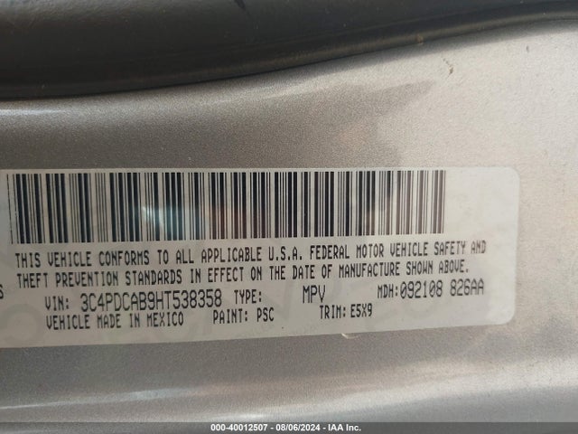 Dodge JOURNEY SE 2017 3C4PDCAB9HT538358 Image 9