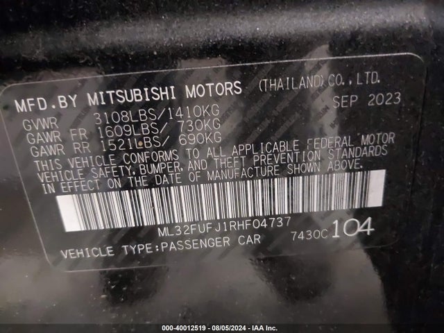 2024 MITSUBISHI MIRAGE G4 ML32FUFJ1RHF04737 Photo 8