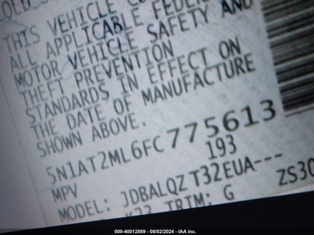 5N1AT2ML6FC775613 Nissan ROGUE SV