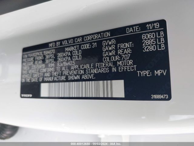 YV4102PKXL1584670 Volvo Xc90 T5 Momentum 7 Passenger