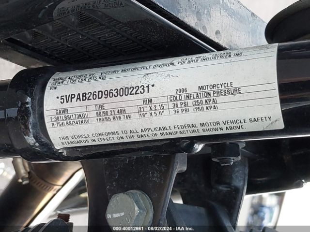 2006 VICTORY MOTORCYCLES VEGAS 5VPAB26D963002231 Photo 9
