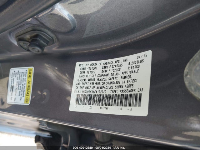 Honda ACCORD LX 2015 1HGCR2F36FA172330 Image 9