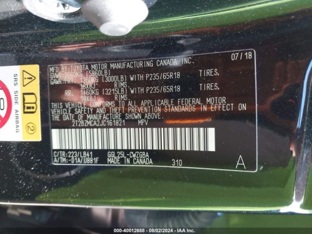 2T2BZMCA2JC161821 Lexus RX 350