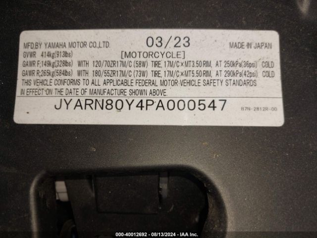 2023 YAMAHA MTM890 JYARN80Y4PA000547 Photo 9