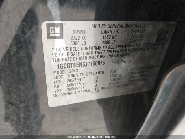 1GCGTEEN5J1198075 Chevrolet Colorado Zr2