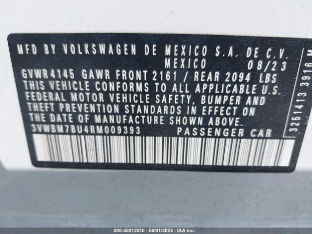 3VWBM7BU4RM009393 Volkswagen Jetta 1.5t Sport