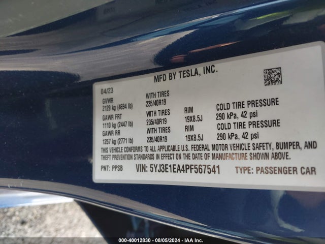 Tesla Model 3 Rear-wheel Drive 2023 5YJ3E1EA4PF567541 Image 9