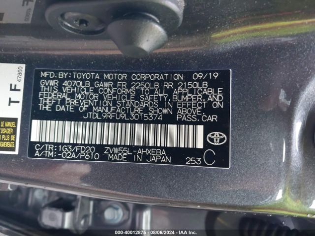 JTDL9RFU9L3015374 Toyota Prius Le Awd-e