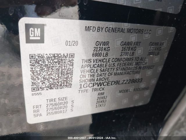 1GCPWCED9LZ228833 Chevrolet Silverado 1500 2wd  Short Bed Lt