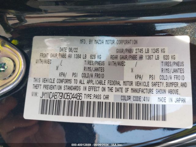 JM1NDAB79N0504466 Mazda Mx-5 Miata Sport