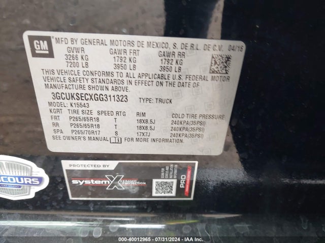 Chevrolet Silverado 1500 2lz 2016 3GCUKSECXGG311323 Image 9
