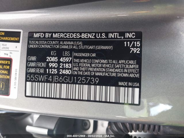 55SWF4JB6GU125739 Mercedes-Benz C 300 Luxury/sport