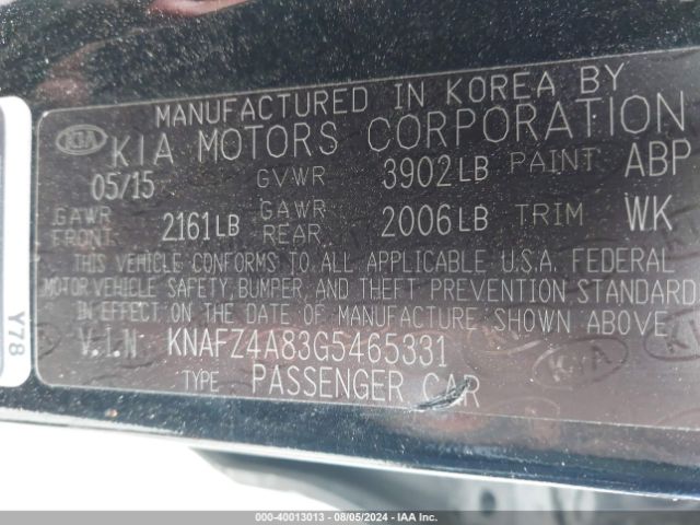 KNAFZ4A83G5465331 KIA FORTE EX