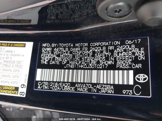 Toyota CAMRY SE 2018 JTNB11HK0J3010217 Image 9