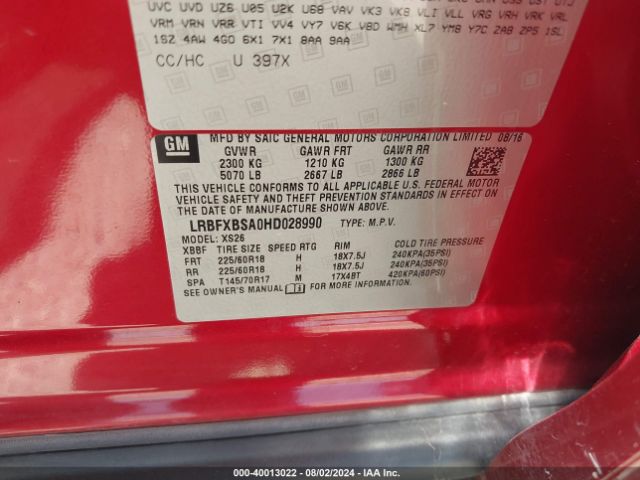 LRBFXBSA0HD028990 Buick Envision Essence