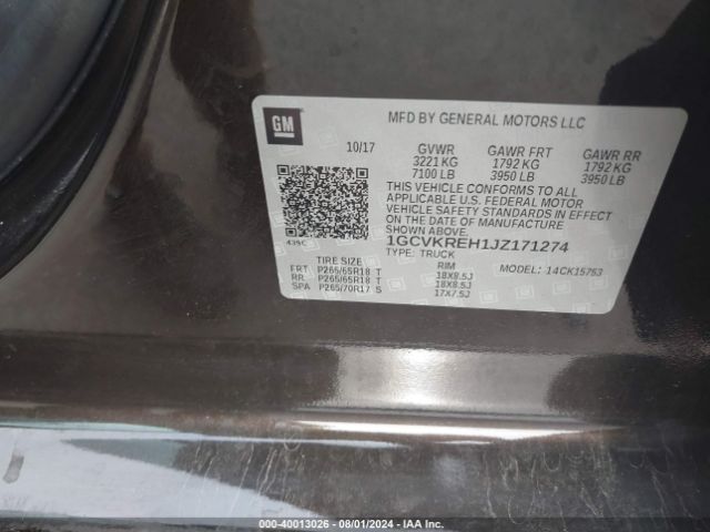 1GCVKREH1JZ171274 Chevrolet Silverado 1500 1lt