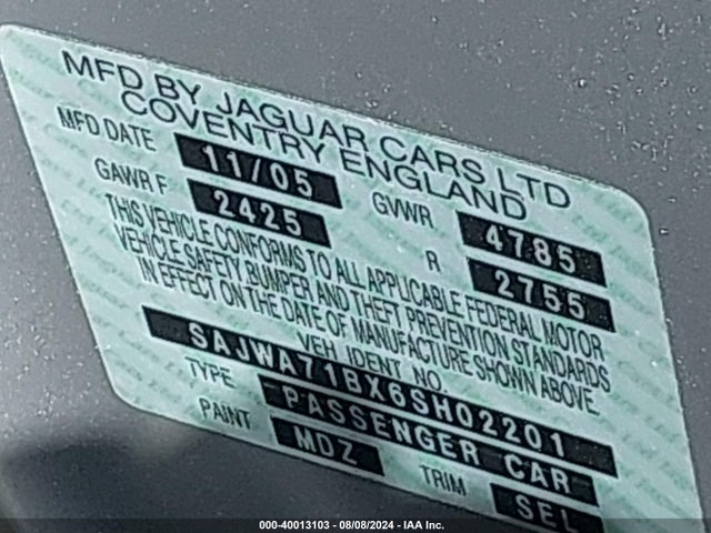 2006 JAGUAR XJ SAJWA71BX6SH02201 Photo 8