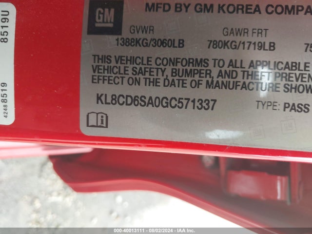 Chevrolet Spark 1lt Cvt 2016 KL8CD6SA0GC571337 Image 9