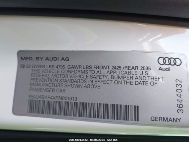 WAUABAF4XRN001913 Audi A4 Premium 40 Tfsi Quattro S Tronic