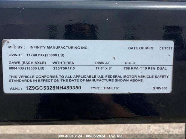 Aukcja sprzedaży 2022 Infinity Trailer, vin: 1Z9GC5328NH489350, numer aukcji: 40013124
