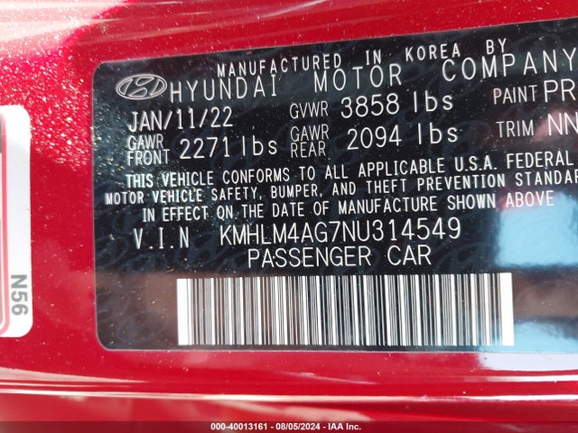 Hyundai ELANTRA SEL 2022 KMHLM4AG7NU314549 Image 9