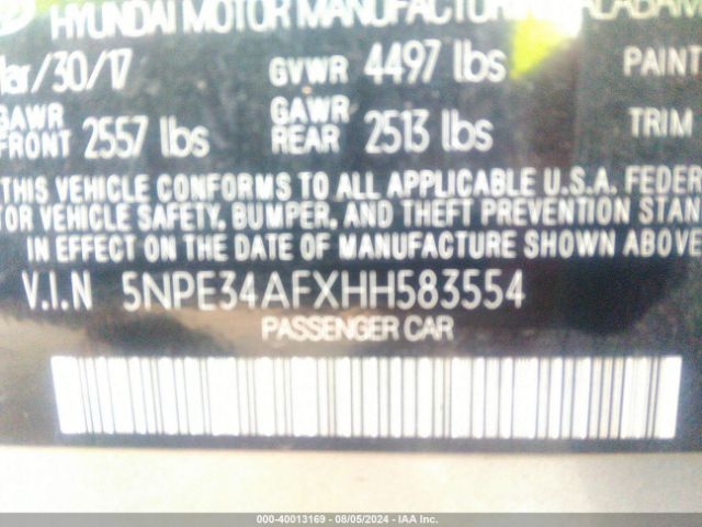 5NPE34AFXHH583554 Hyundai Sonata Sport