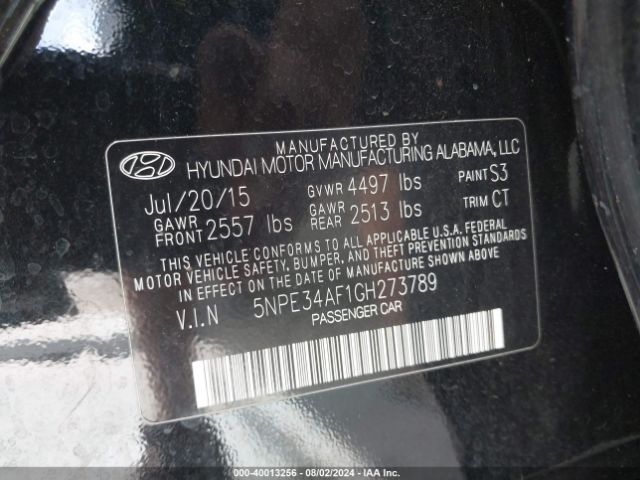 5NPE34AF1GH273789 Hyundai Sonata Sport