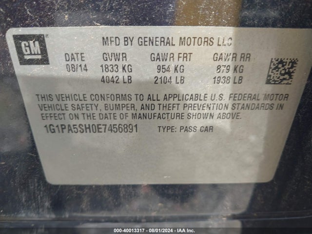 1G1PA5SH0E7456891 Chevrolet Cruze Ls Auto