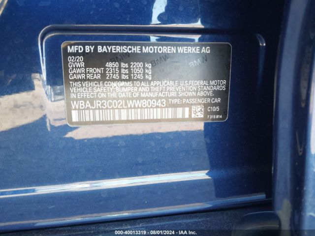 WBAJR3C02LWW80943 BMW 530I