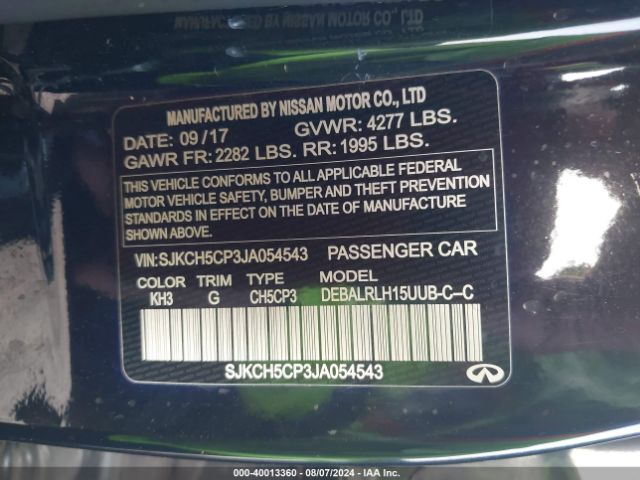 SJKCH5CP3JA054543 Infiniti Qx30 Premium