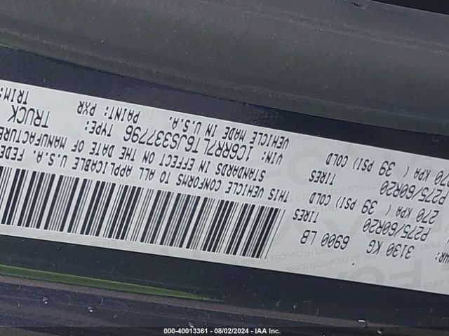 1C6RR7LT6JS337796 RAM 1500 Big Horn  4x4 5'7 Box