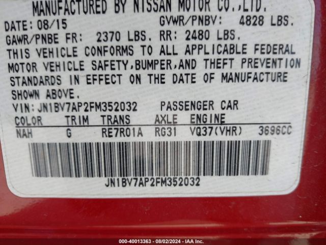 JN1BV7AP2FM352032 Infiniti Q50 Premium