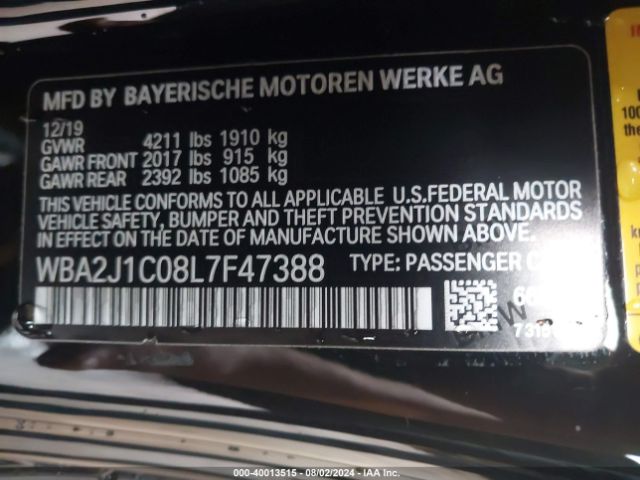 WBA2J1C08L7F47388 BMW 230I