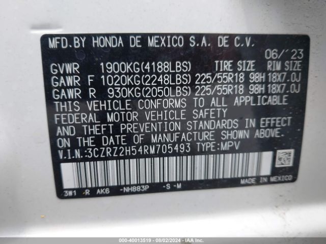 3CZRZ2H54RM705493 Honda HR-V