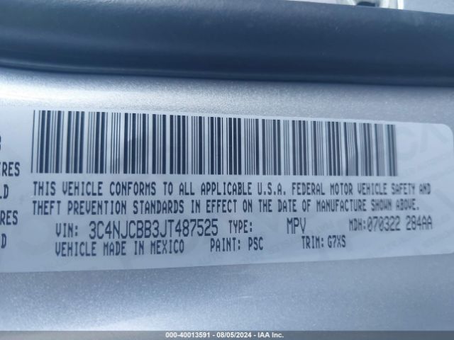 3C4NJCBB3JT487525 Jeep Compass Sun And Wheel Fwd