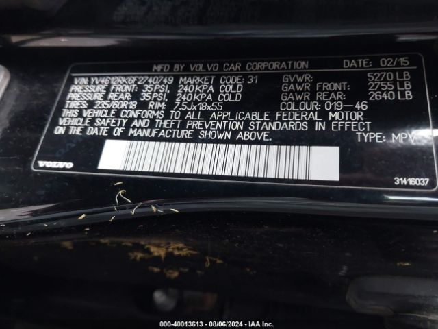 YV4612RK6F2740749 Volvo Xc60 T5/t5 Premier