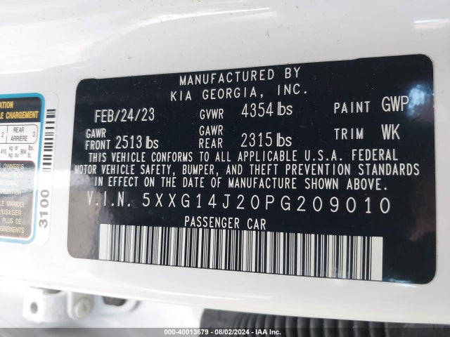 KIA K5 LXS 2023 5XXG14J20PG209010 Image 9