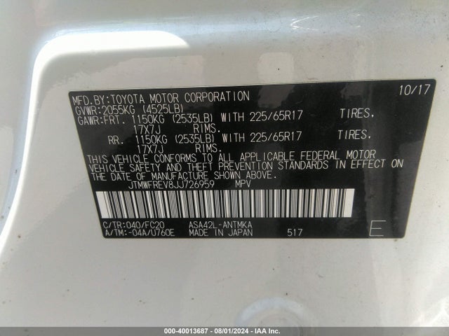 Toyota Rav4 Xle 2018 JTMWFREV8JJ726959 Image 9