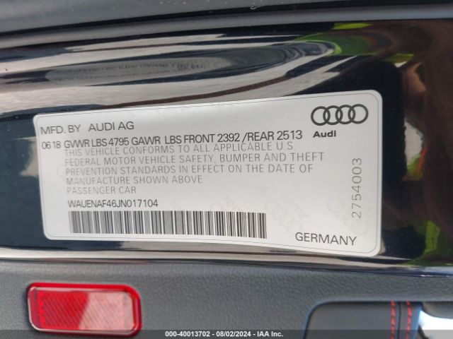 WAUENAF46JN017104 Audi A4 2.0t Premium/2.0t Tech Premium