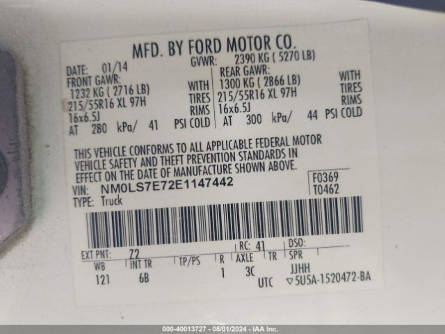 NM0LS7E72E1147442 Ford Transit Connect Xl