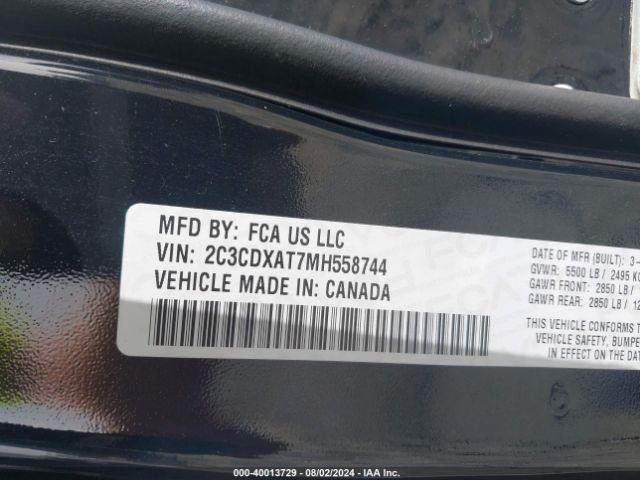 2C3CDXAT7MH558744 Dodge Charger Police Rwd