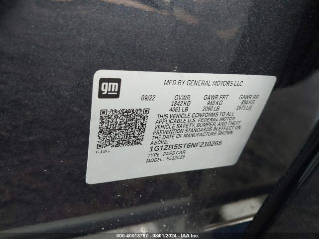 1G1ZB5ST6NF210265 Chevrolet Malibu Fwd Ls