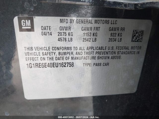 1G1RE6E40EU162758 Chevrolet Volt
